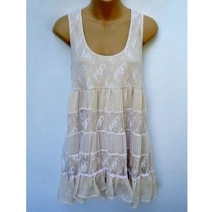 Hazel Sleeveless Shirt Tunic Hi Lo Tank Lace